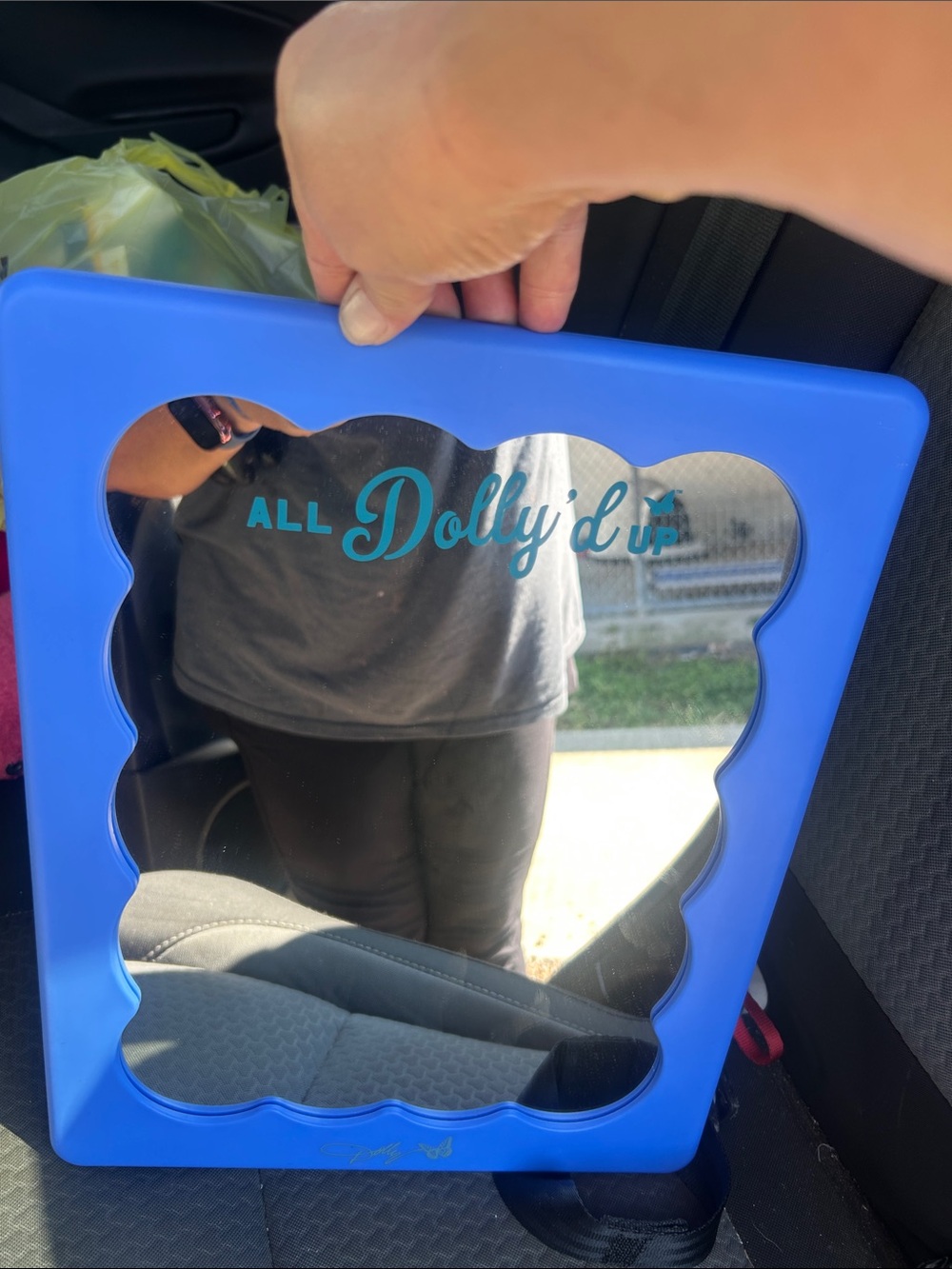 All Dolly'd Up Blue Decorative Vanity Mirror by Dolly 11 x14